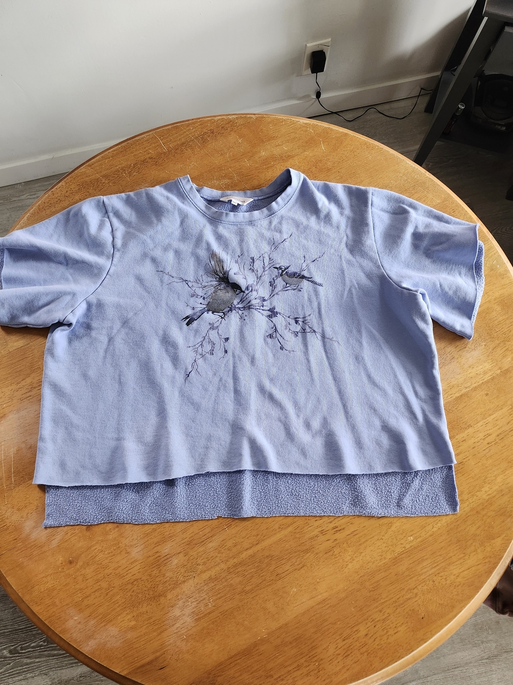 Vintage Northern Reflections | Cropped Bird Print Sweater | Periwinkle - Picture 5 of 6